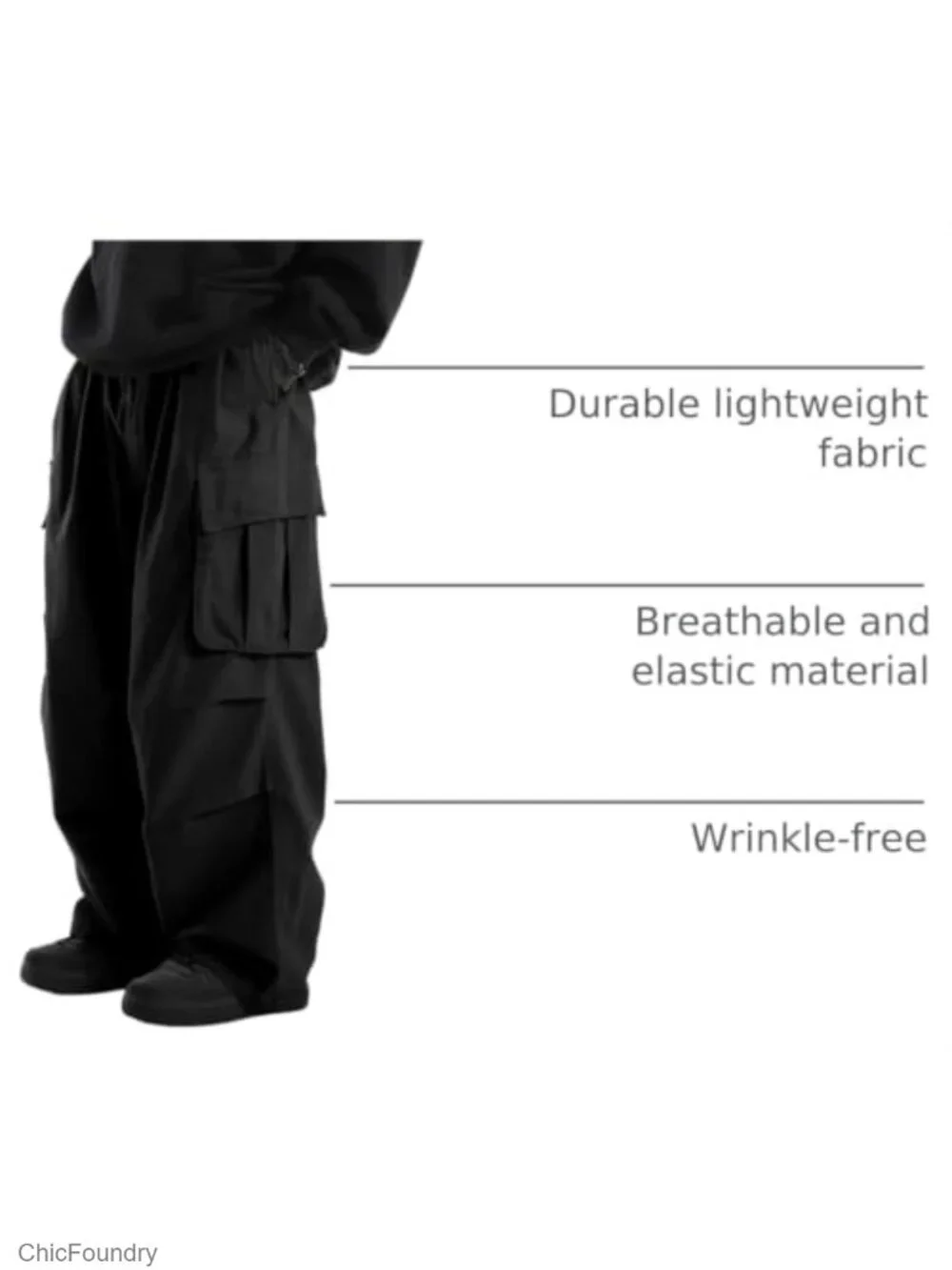 Baggy Cargo Pants Drawstring Loose Fit Hip Hop Pants Flap Pockets Trousers
